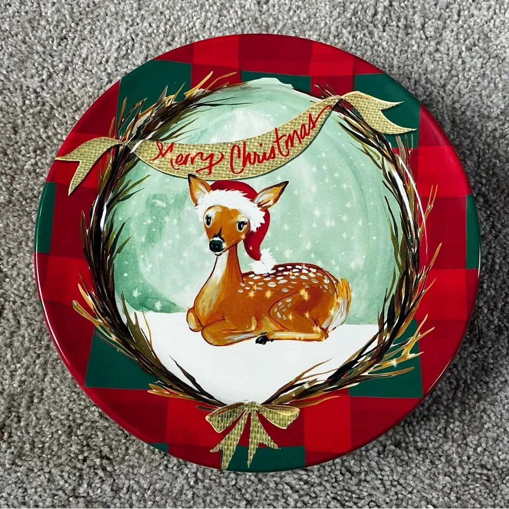 6 Pier 1 Imports Melamine Christmas Deer Plates
